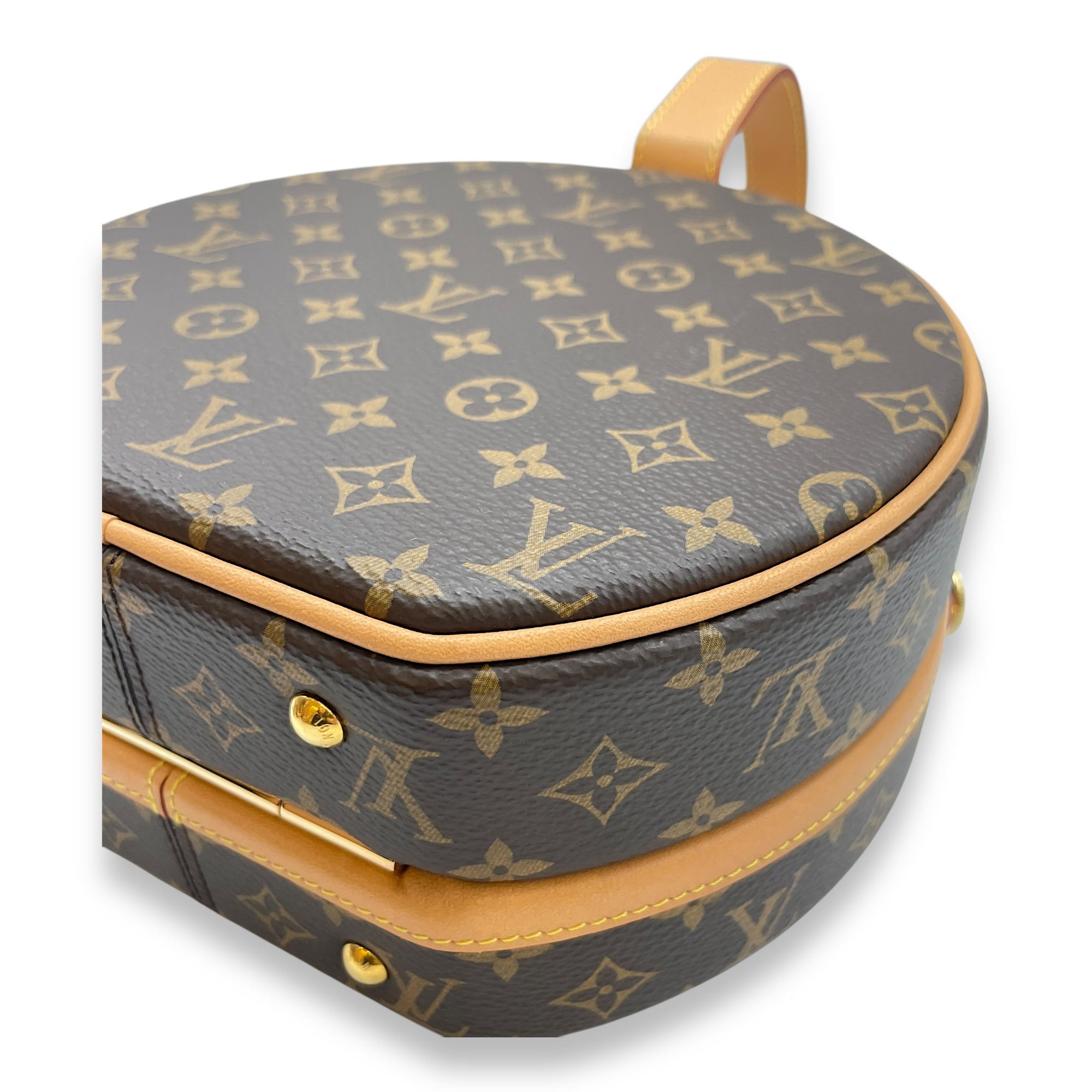 Petite Boite Chapeau Brown Monogram Crossbody Bag in Canvas, Gold hardware