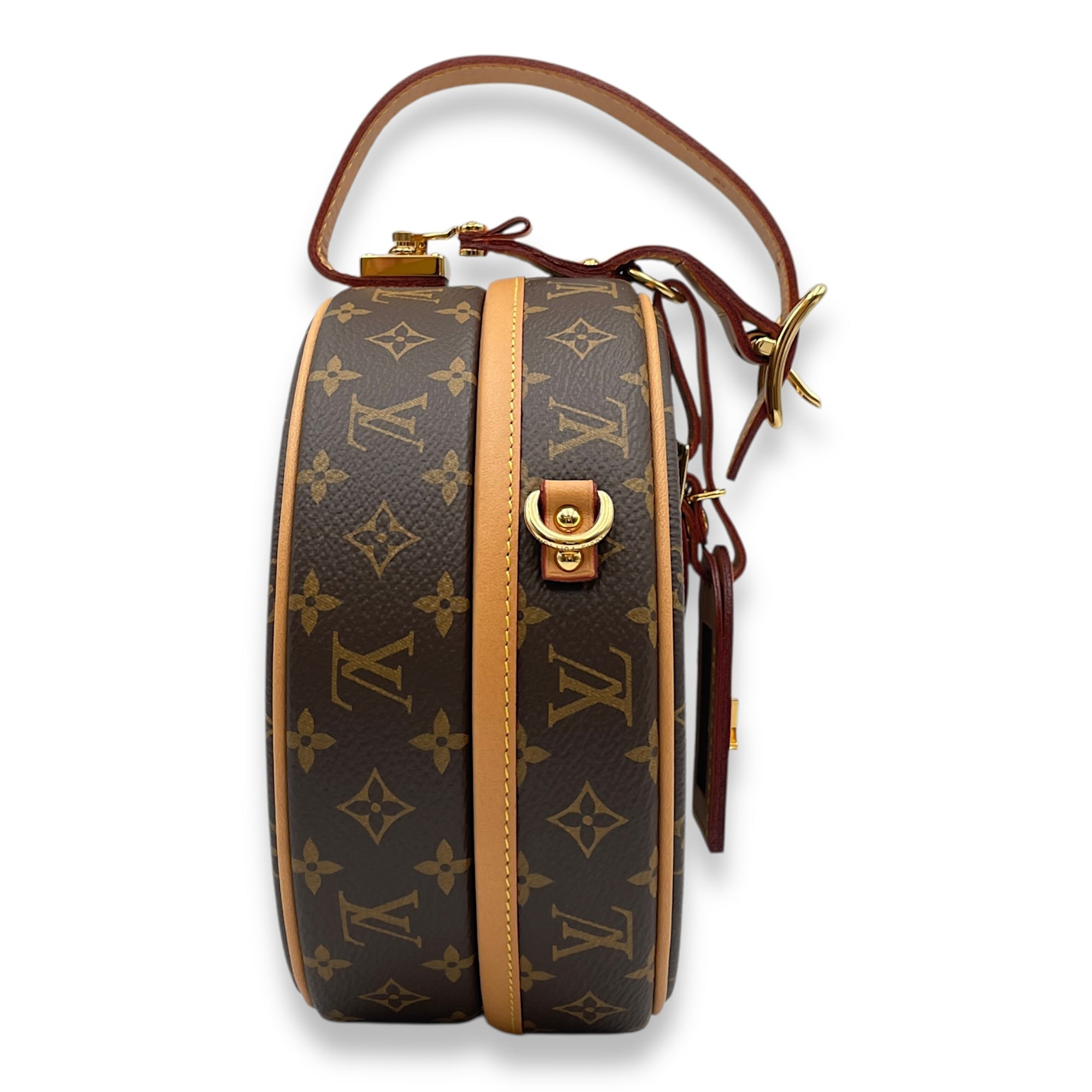 Petite Boite Chapeau Brown Monogram Crossbody Bag in Canvas, Gold hardware