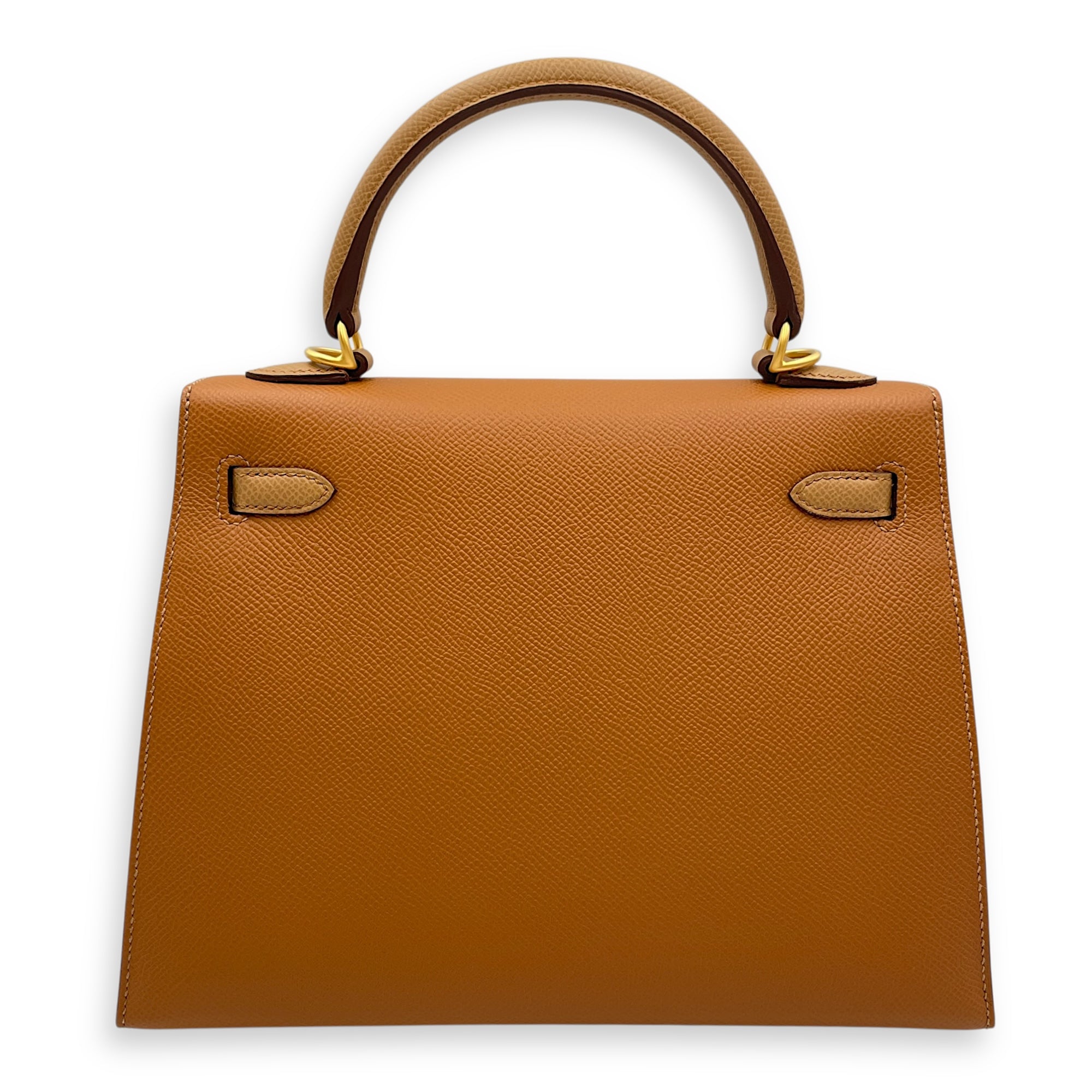 HSS Sellier Kelly 25 Gold/Biscuit in Epsom, Brushed Gold hardware