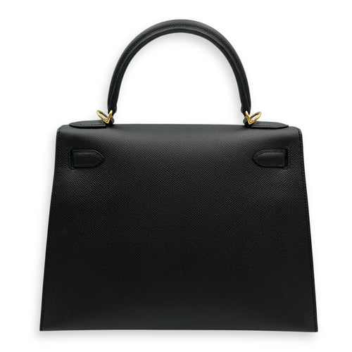 Sellier Kelly 28 Black in Epsom, Gold hardware