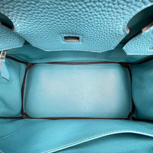 Birkin 30 Turquoise in Togo, Palladium hardware