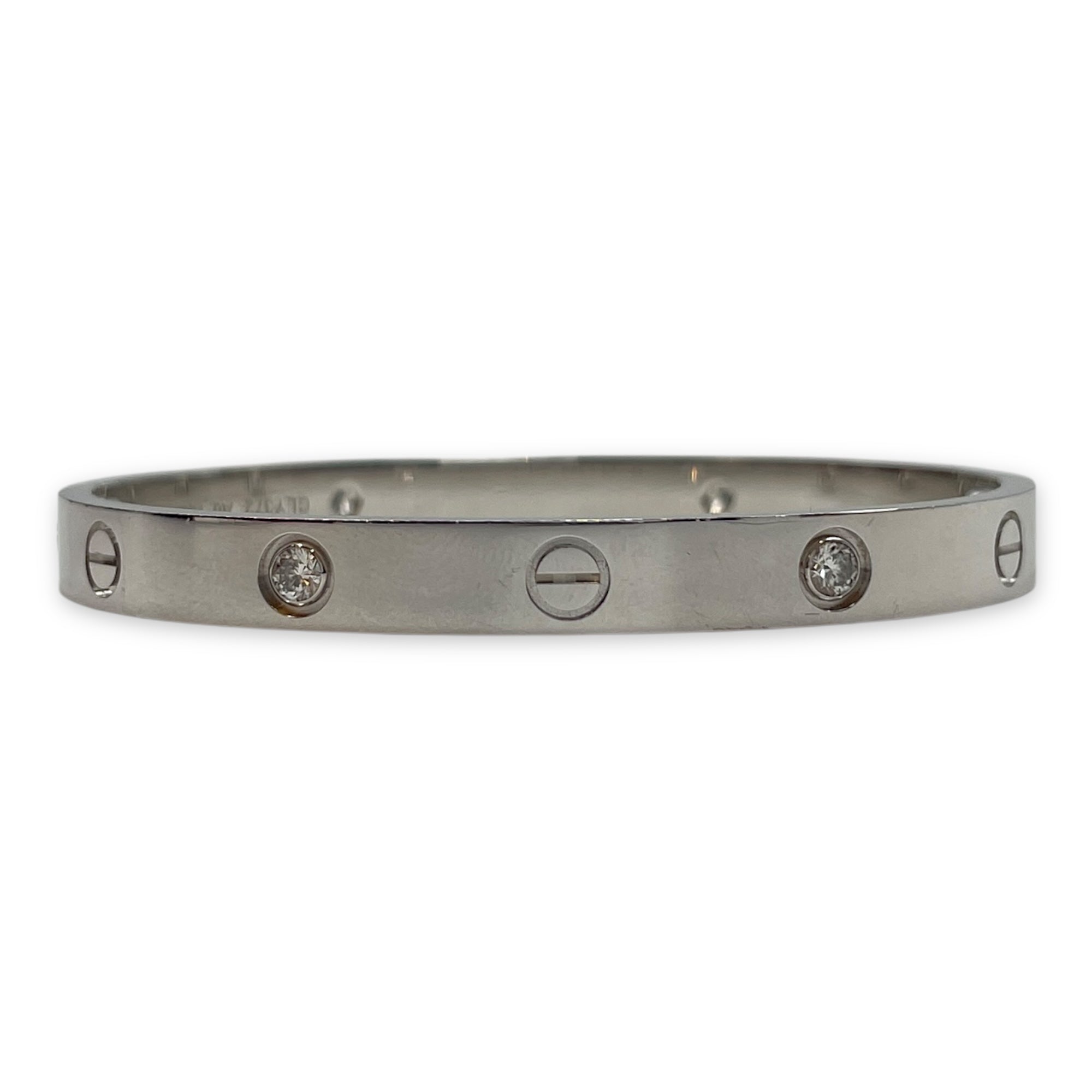 Love, Classic Model 17 Bracelet in 4 Diamonds, White Gold Hardware
