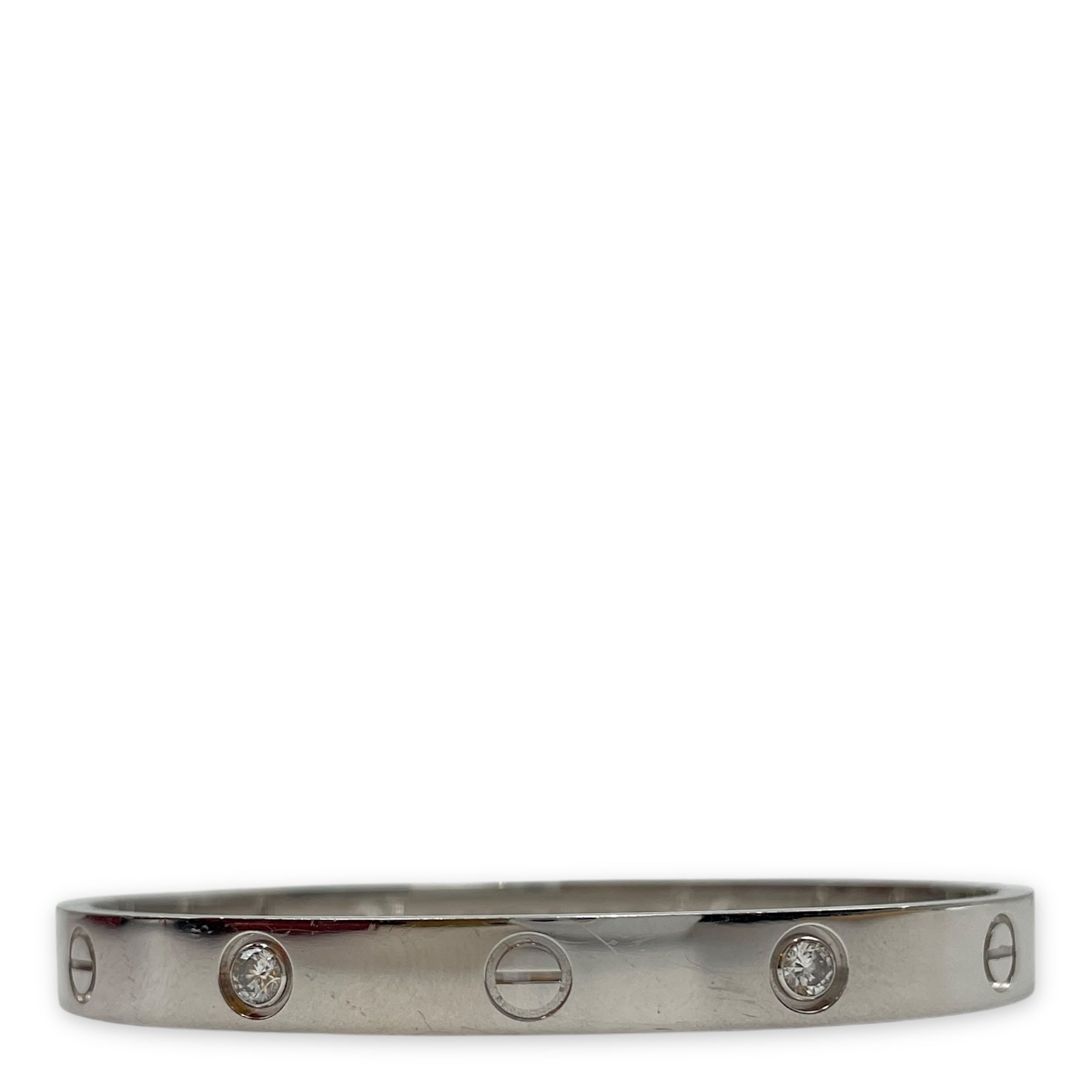 Love, Classic Model 17 Bracelet in 4 Diamonds, White Gold Hardware