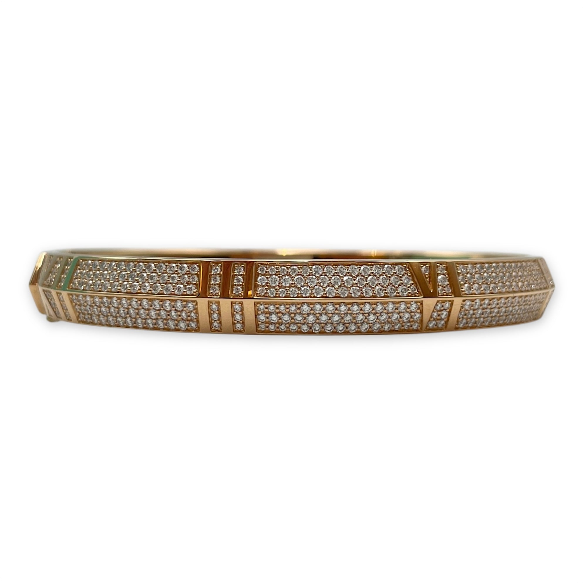 Atlas X Closed L Wide Hinged Bangle in 3.06 CT, Rose Gold Hardware