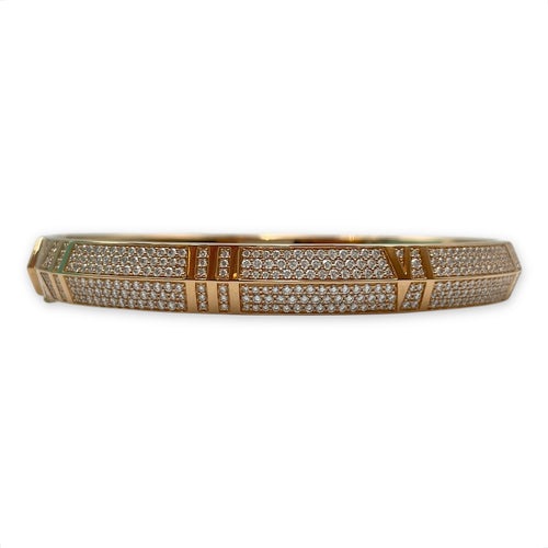 Atlas X Closed L Wide Hinged Bangle in 3.06 CT, Rose Gold Hardware