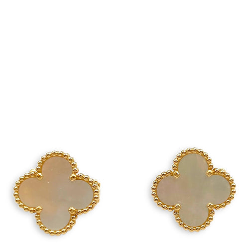Vintage Alhambra Earrings in White Mother-of-Pearl, Gold Hardware