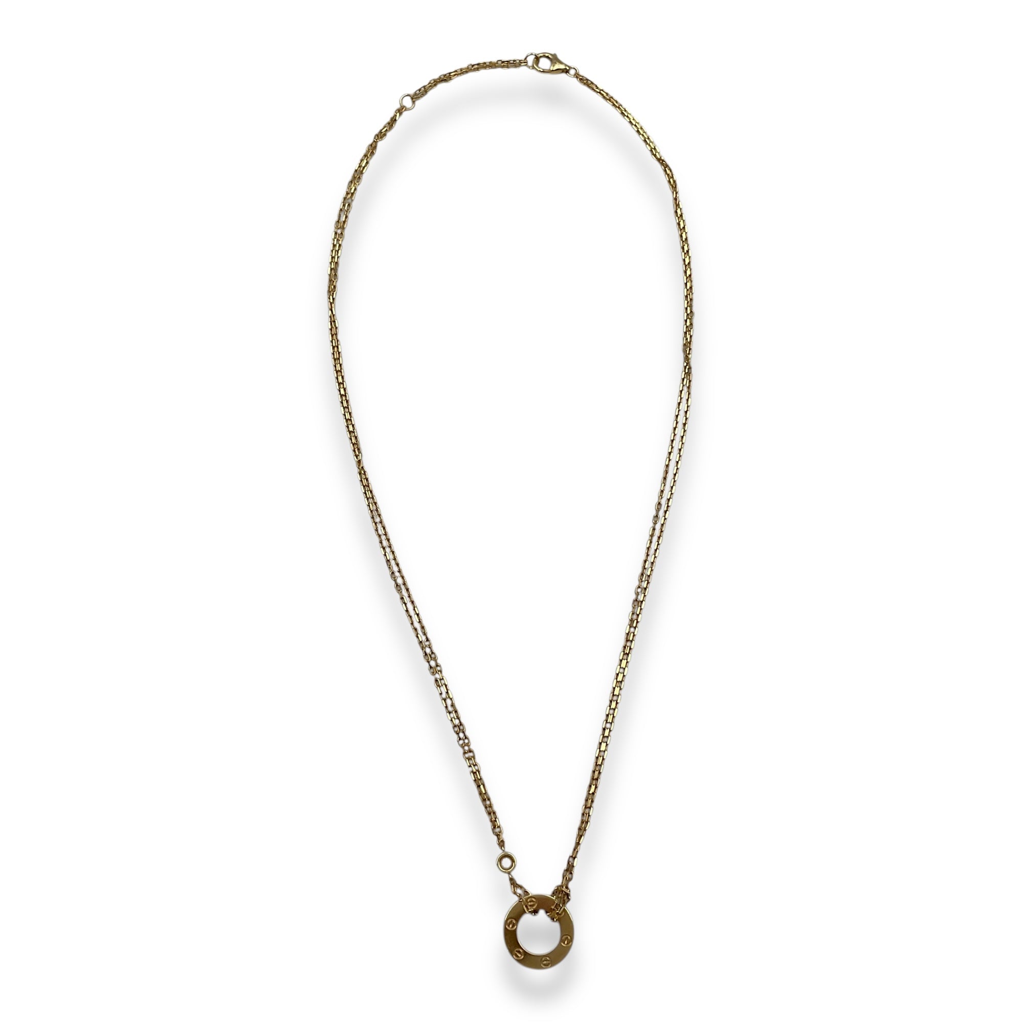 Love Necklace in 2 Diamonds, Gold Hardware
