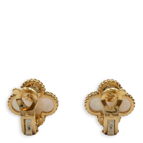 Vintage Alhambra Earrings in White Mother-of-Pearl, Gold Hardware