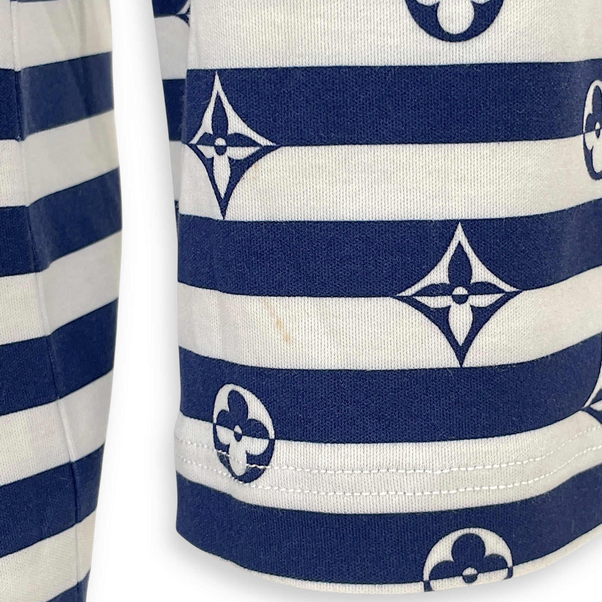 Monogram Printed Logo Long Sleeve T-Shirt Medium Navy/White Ready-To-Wear , Gold hardware