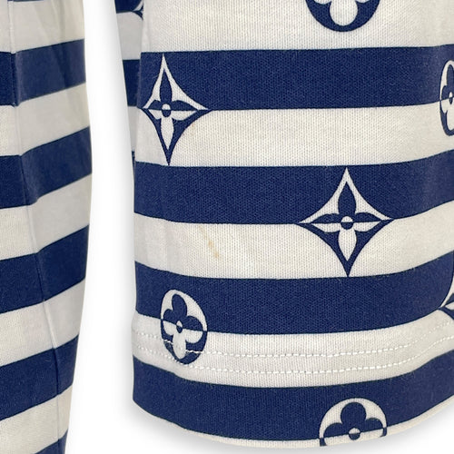 Monogram Printed Logo Long Sleeve T-Shirt Medium Navy/White Ready-To-Wear , Gold hardware