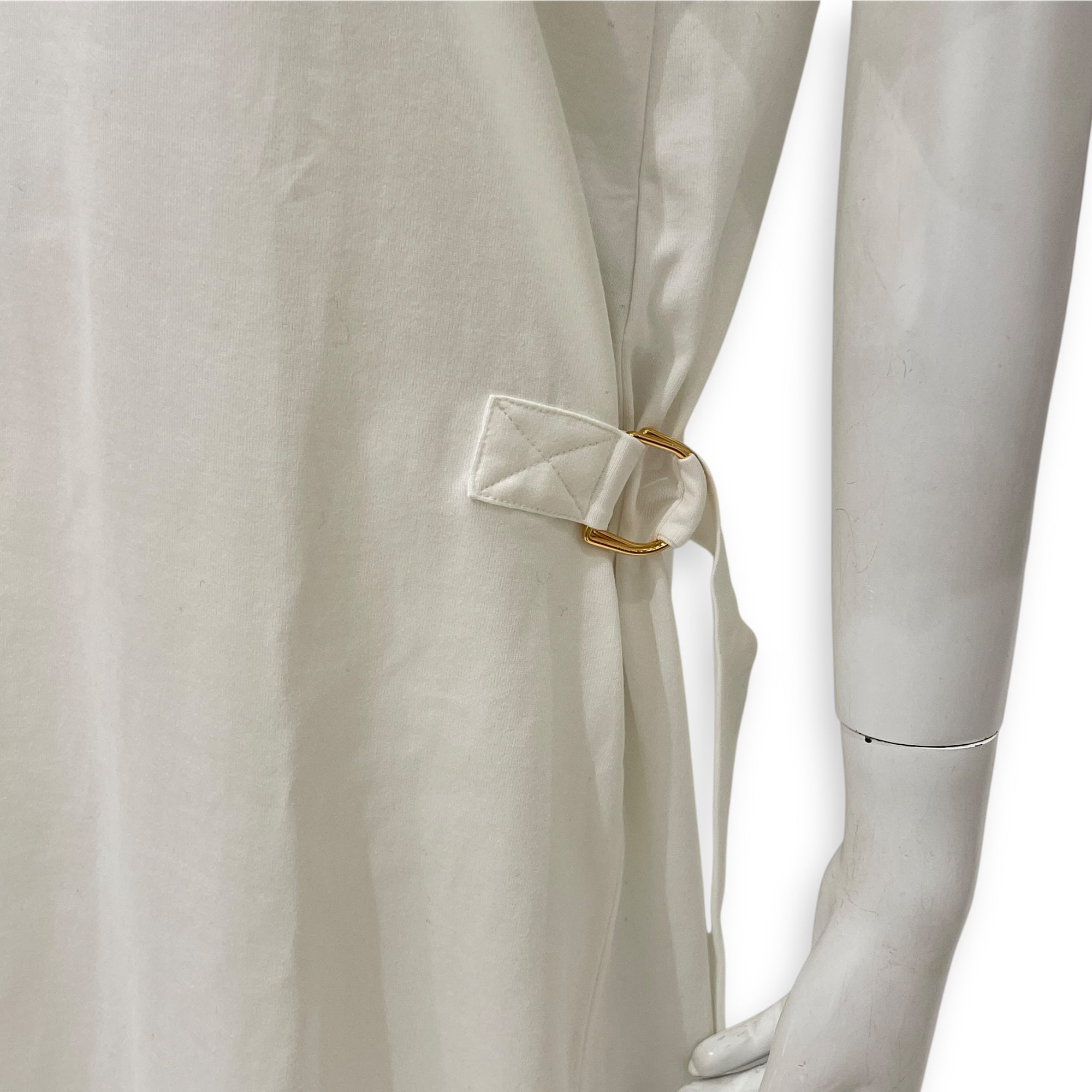 Cotton T-Shirt Dress Medium White Ready-To-Wear , Gold hardware