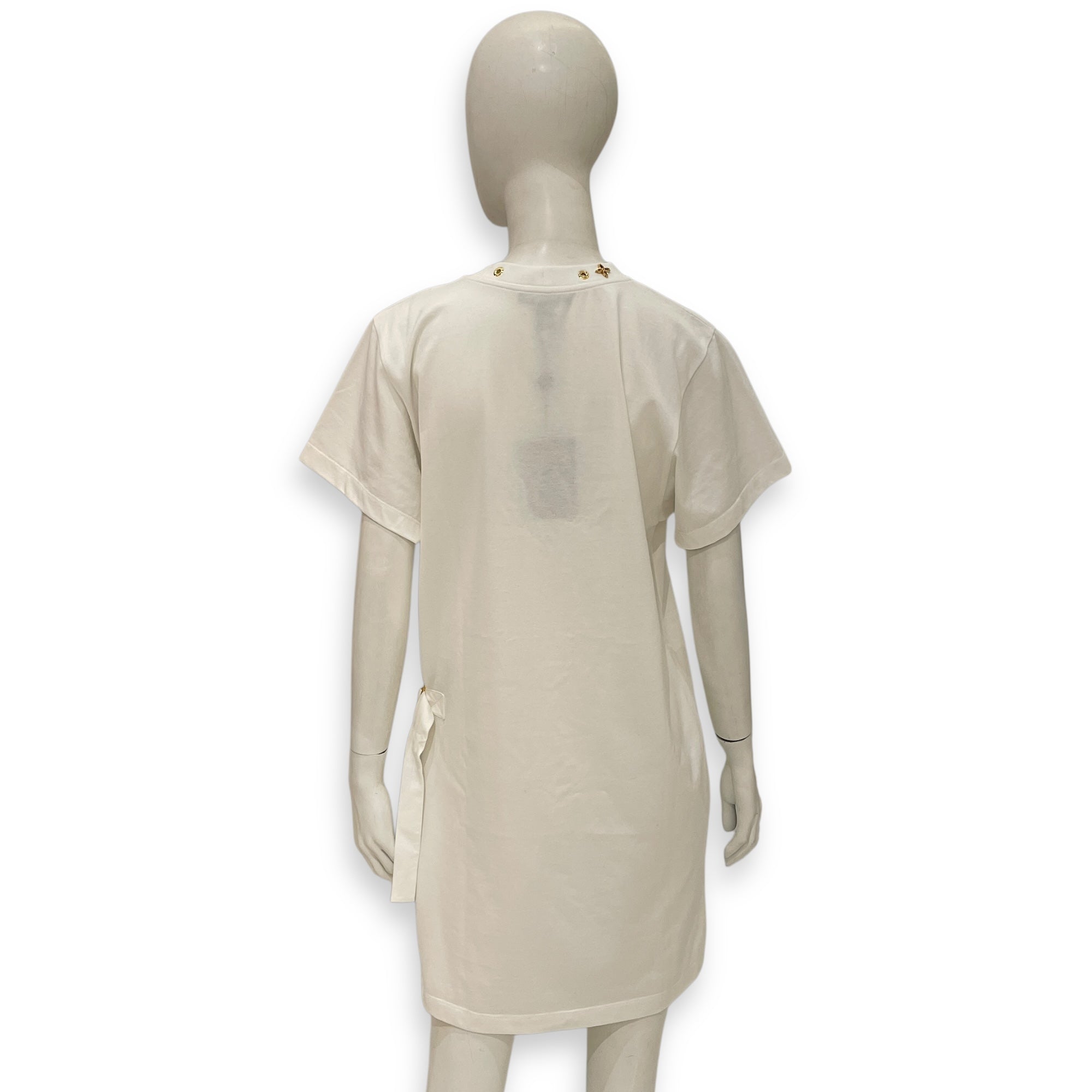 Cotton T-Shirt Dress Medium White Ready-To-Wear , Gold hardware