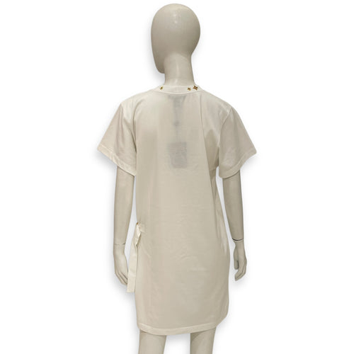 Cotton T-Shirt Dress Medium White Ready-To-Wear , Gold hardware