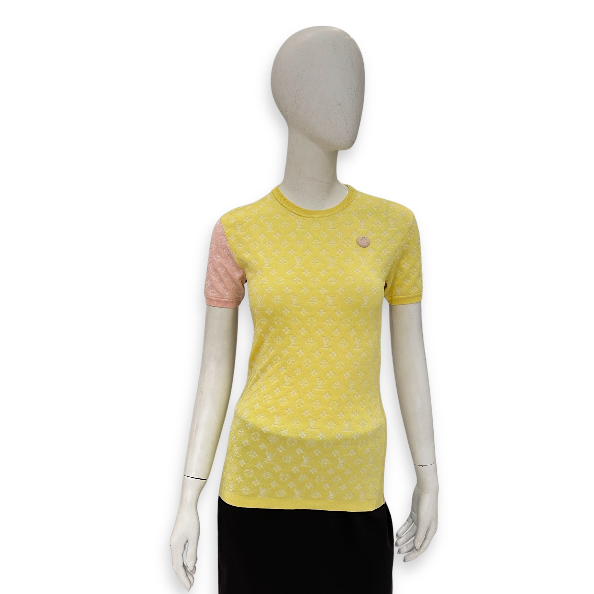 Monogram Silk Knit Top XS Multi-Color Ready-To-Wear