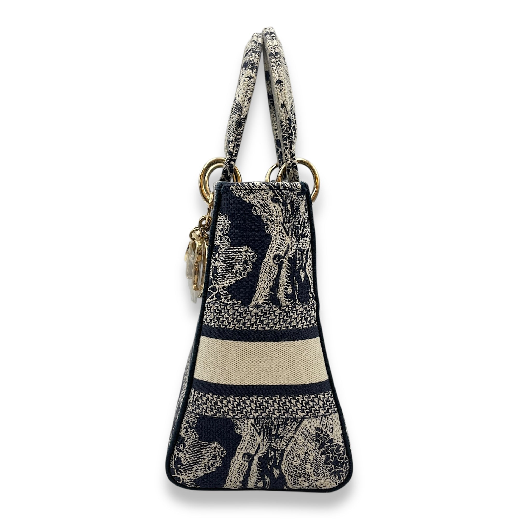 Lady Dior D-Lite Medium Blue Toile De Jouy Shoulder Bag in Canvas Gold hardware CL2509-15460 4