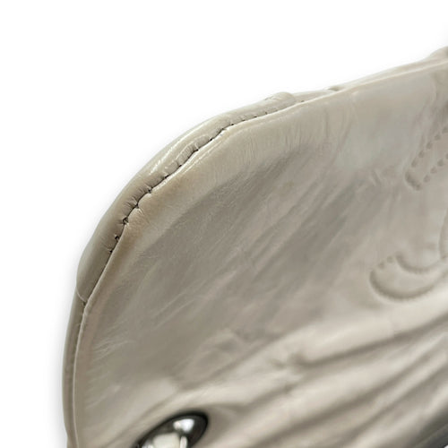Twisted Maxi Grey Flap Bag in Calfskin, Silver hardware