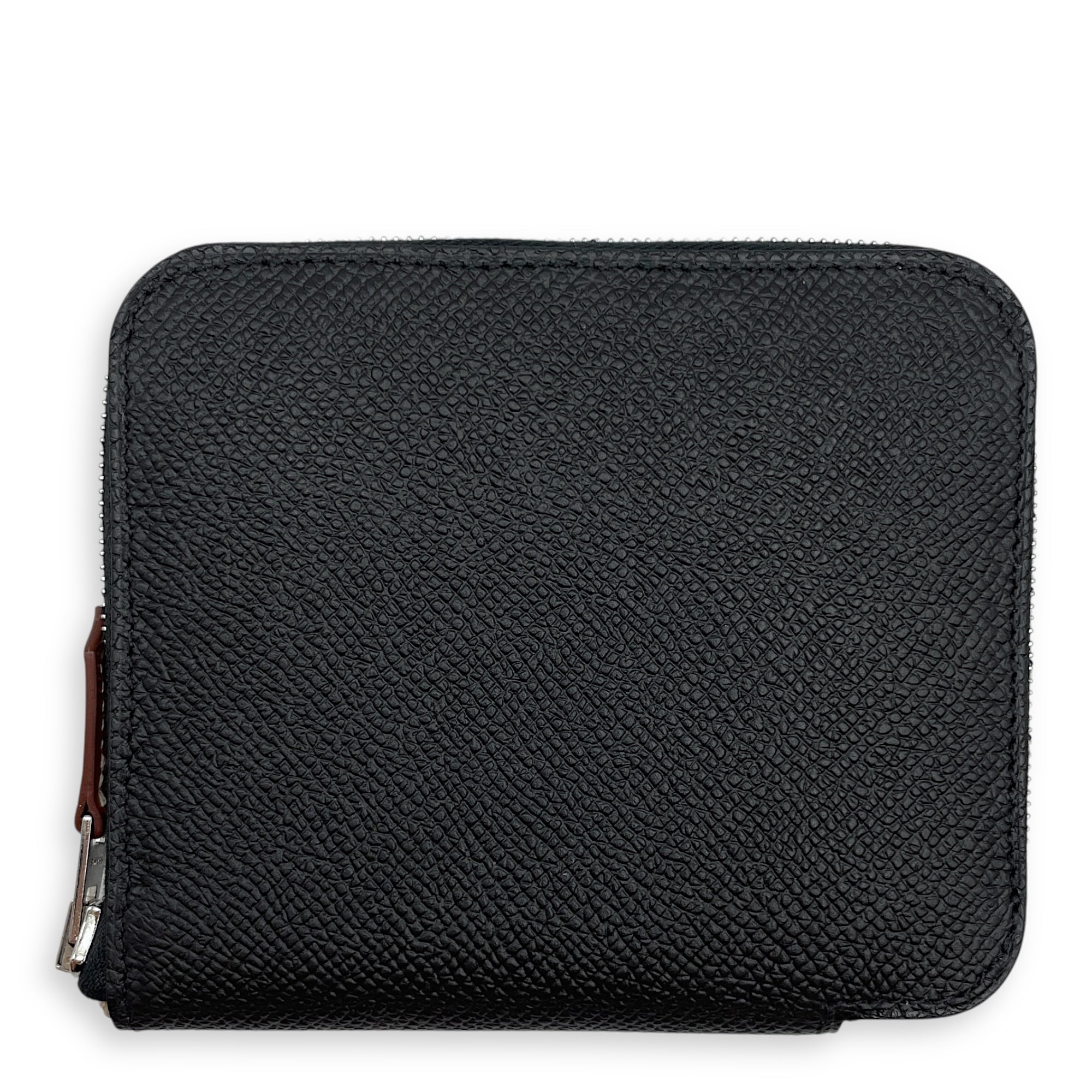 Silk'in Compact Black Wallet in Epsom, Palladium hardware