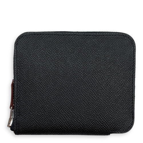 Silk'in Compact Black Wallet in Epsom, Palladium hardware