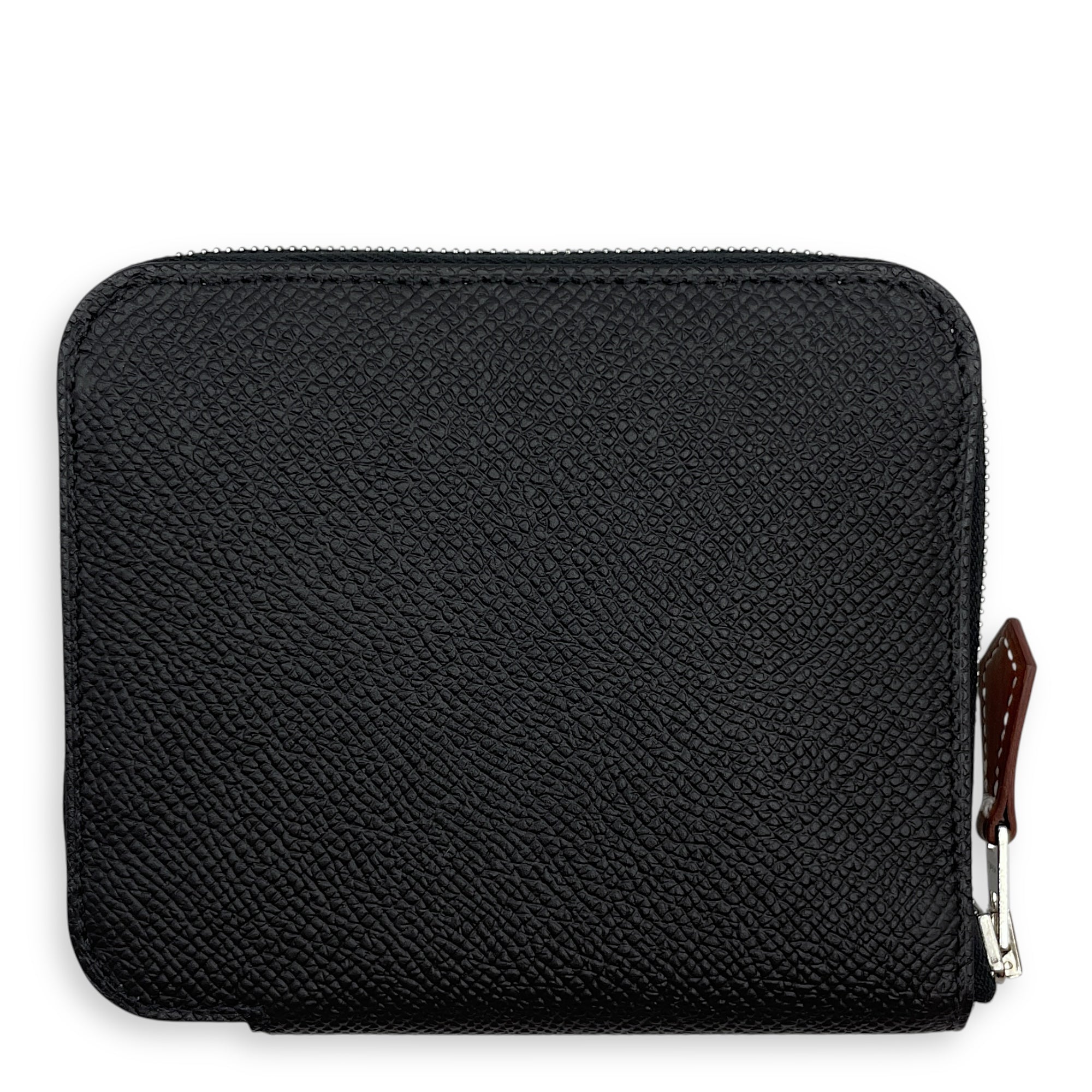 Silk'in Compact Black Wallet in Epsom, Palladium hardware