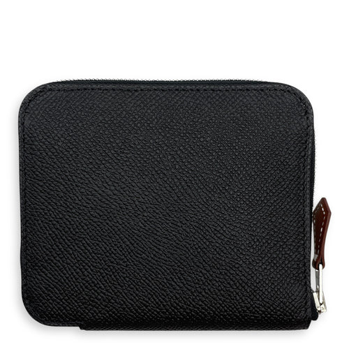 Silk'in Compact Black Wallet in Epsom, Palladium hardware