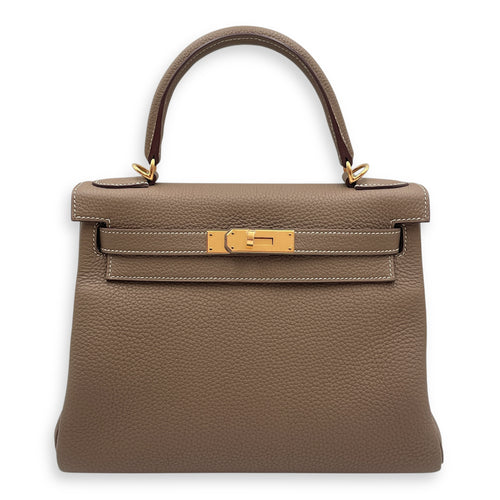 Kelly 28 Etoupe in Togo, Gold hardware