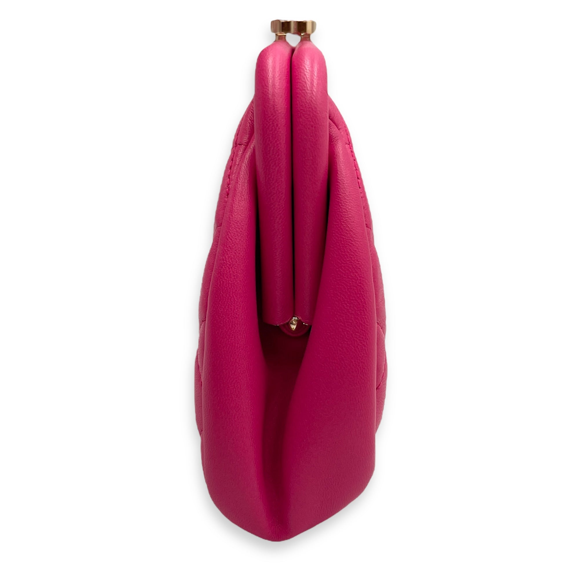 Quilted Timeless Pink Clutch in Lambskin, Gold hardware