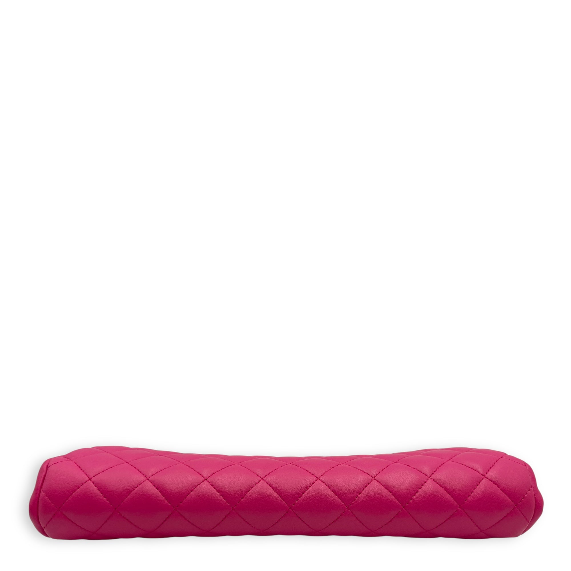 Quilted Timeless Pink Clutch in Lambskin, Gold hardware