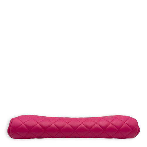 Quilted Timeless Pink Clutch in Lambskin, Gold hardware