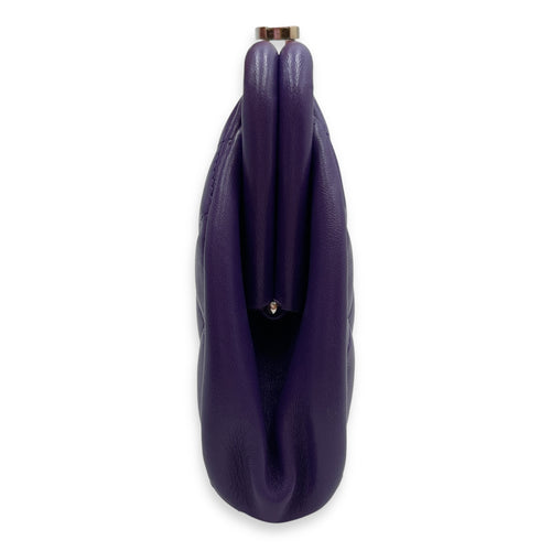 Quilted Timeless Purple Clutch in Lambskin, Silver hardware