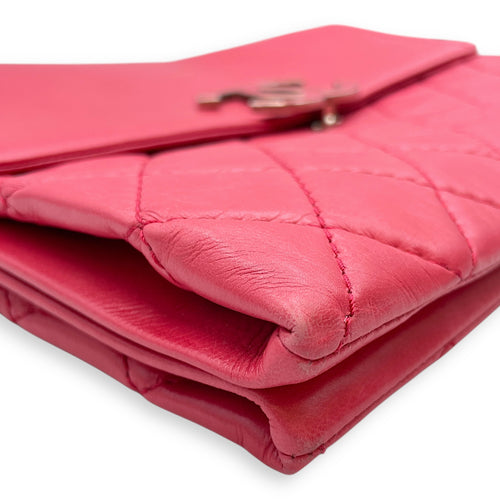 CC Quilted Square Pink Flap Bag , Silver hardware