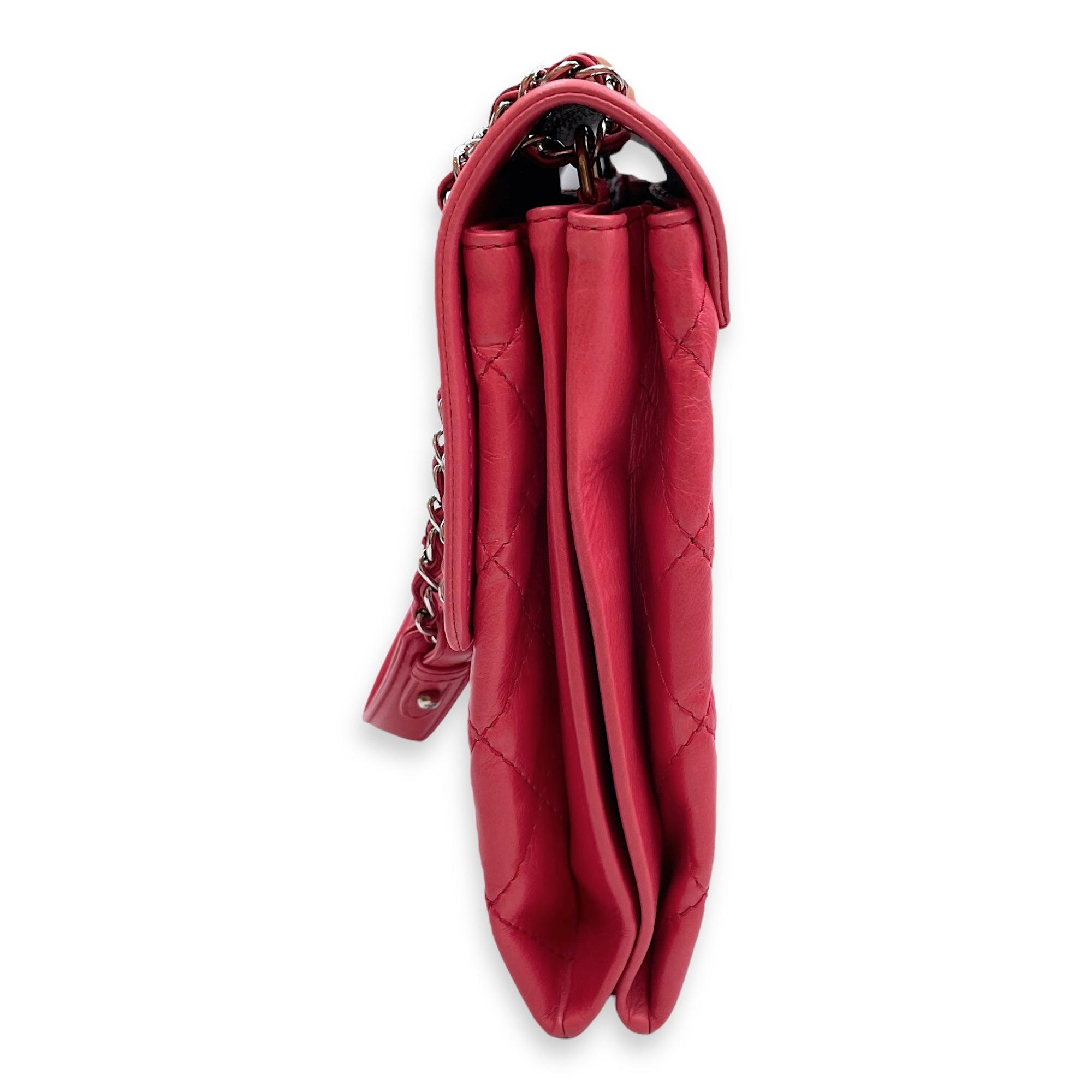 CC Quilted Square Pink Flap Bag , Silver hardware