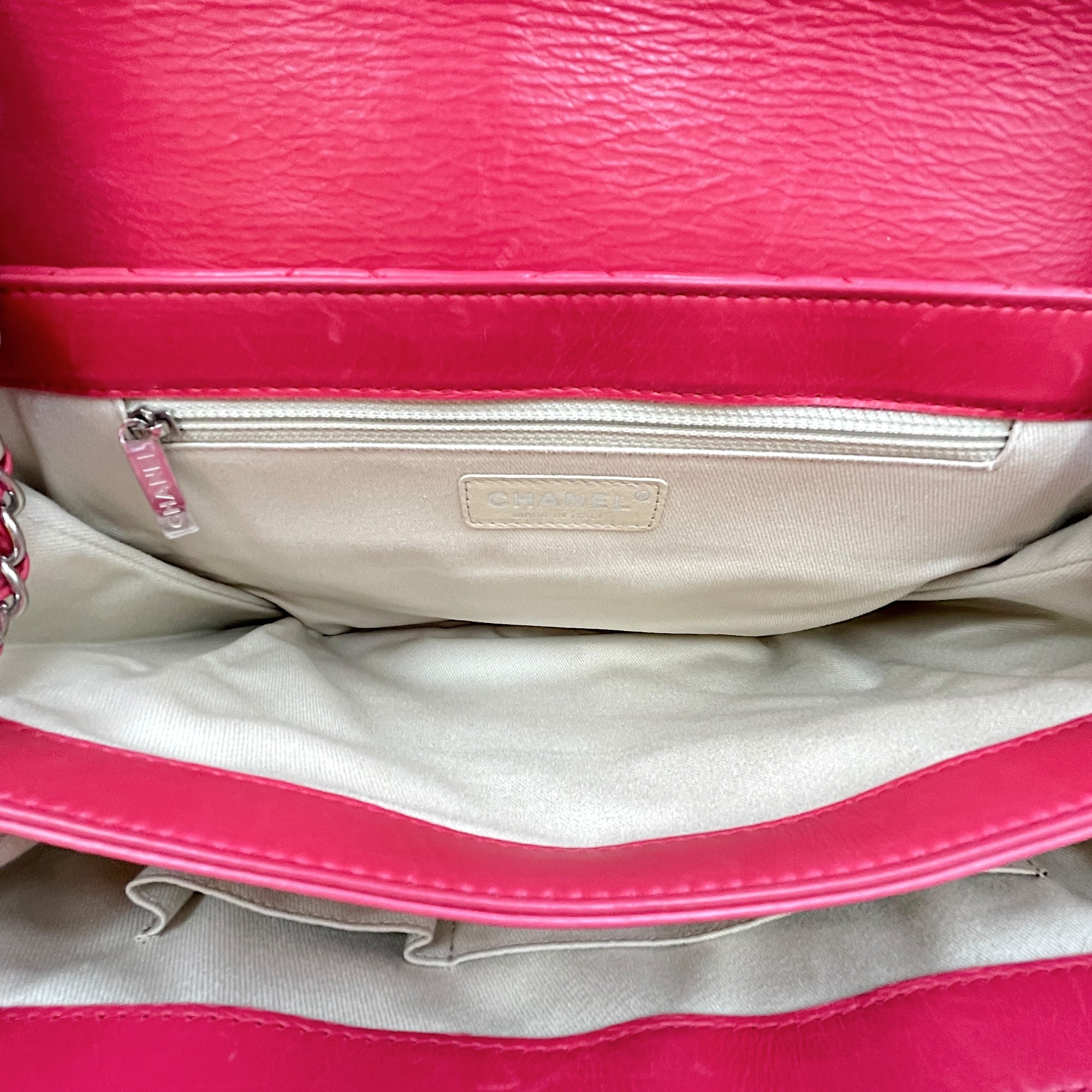 CC Quilted Square Pink Flap Bag , Silver hardware