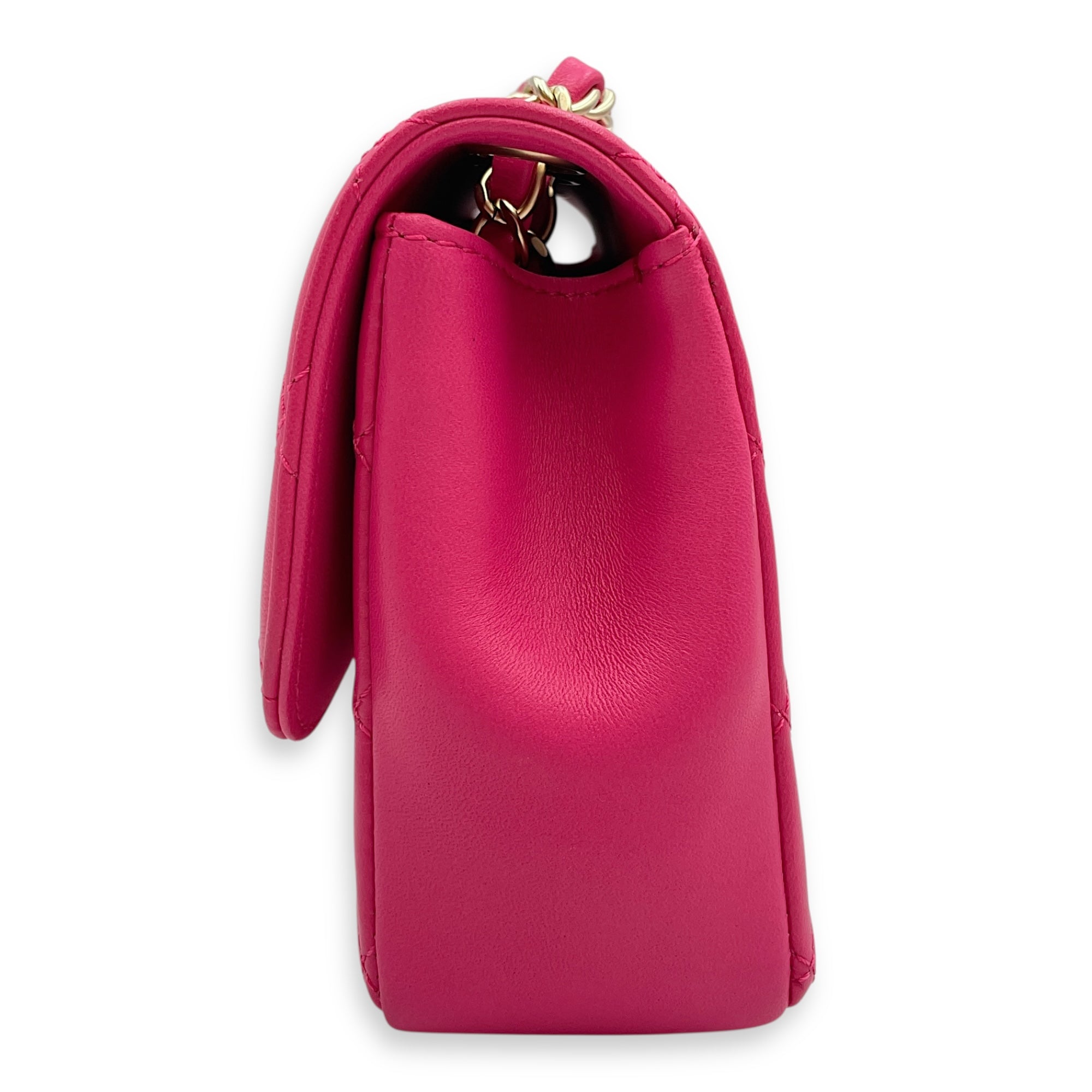 Mademoiselle Chic Seasonal Pink Flap Bag in Lambskin, Gold hardware