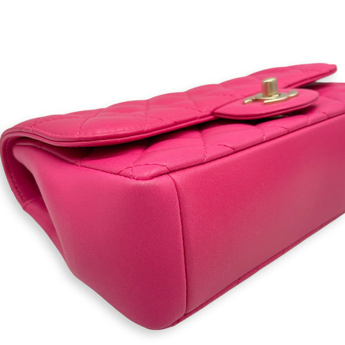 Mademoiselle Chic Seasonal Pink Flap Bag in Lambskin, Gold hardware