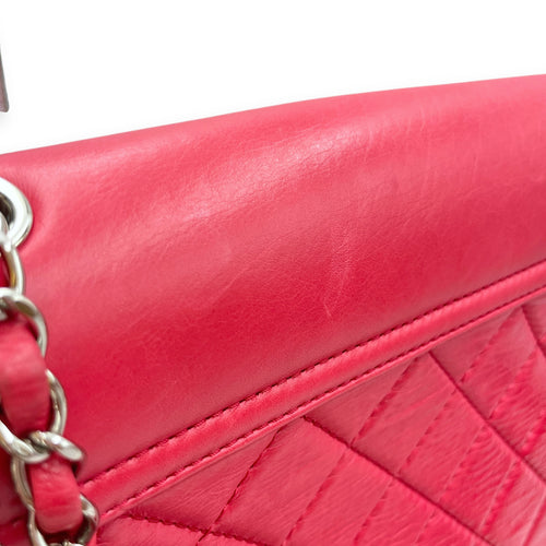 CC Quilted Square Pink Flap Bag , Silver hardware