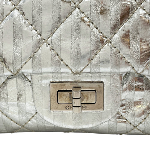 Quilted Reissue 2.55 Silver Flap Bag in Distressed Leather, Silver hardware