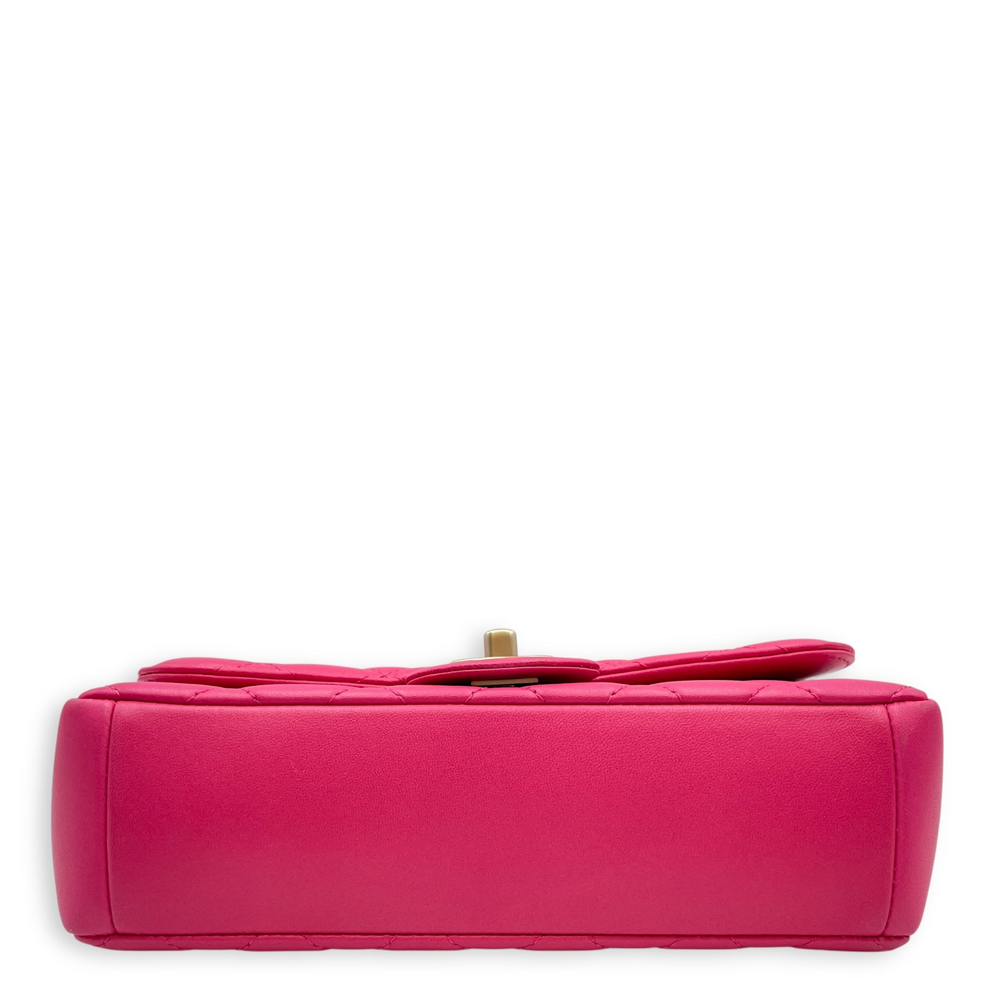 Mademoiselle Chic Seasonal Pink Flap Bag in Lambskin, Gold hardware