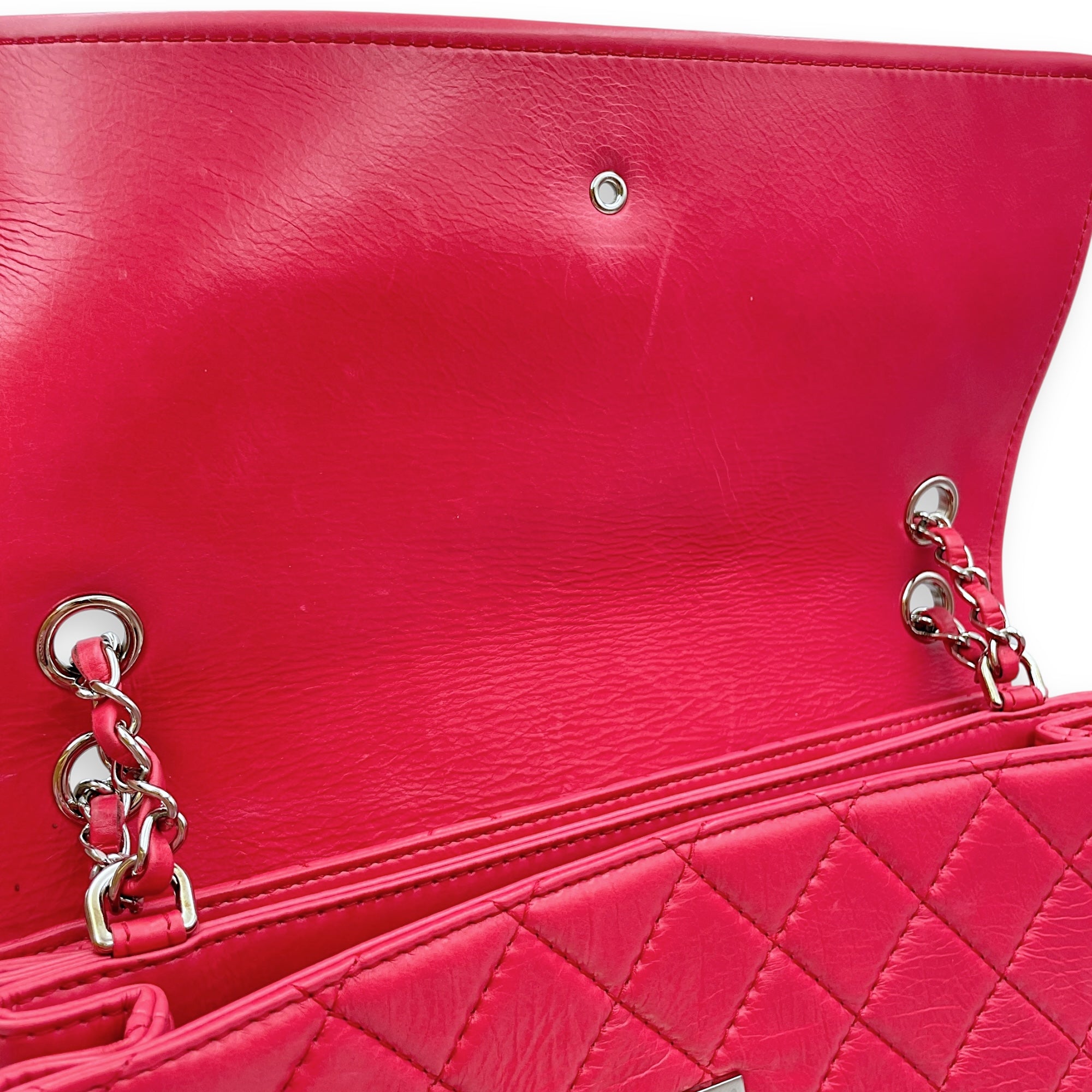 CC Quilted Square Pink Flap Bag , Silver hardware