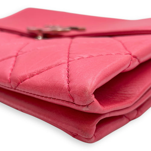 CC Quilted Square Pink Flap Bag , Silver hardware