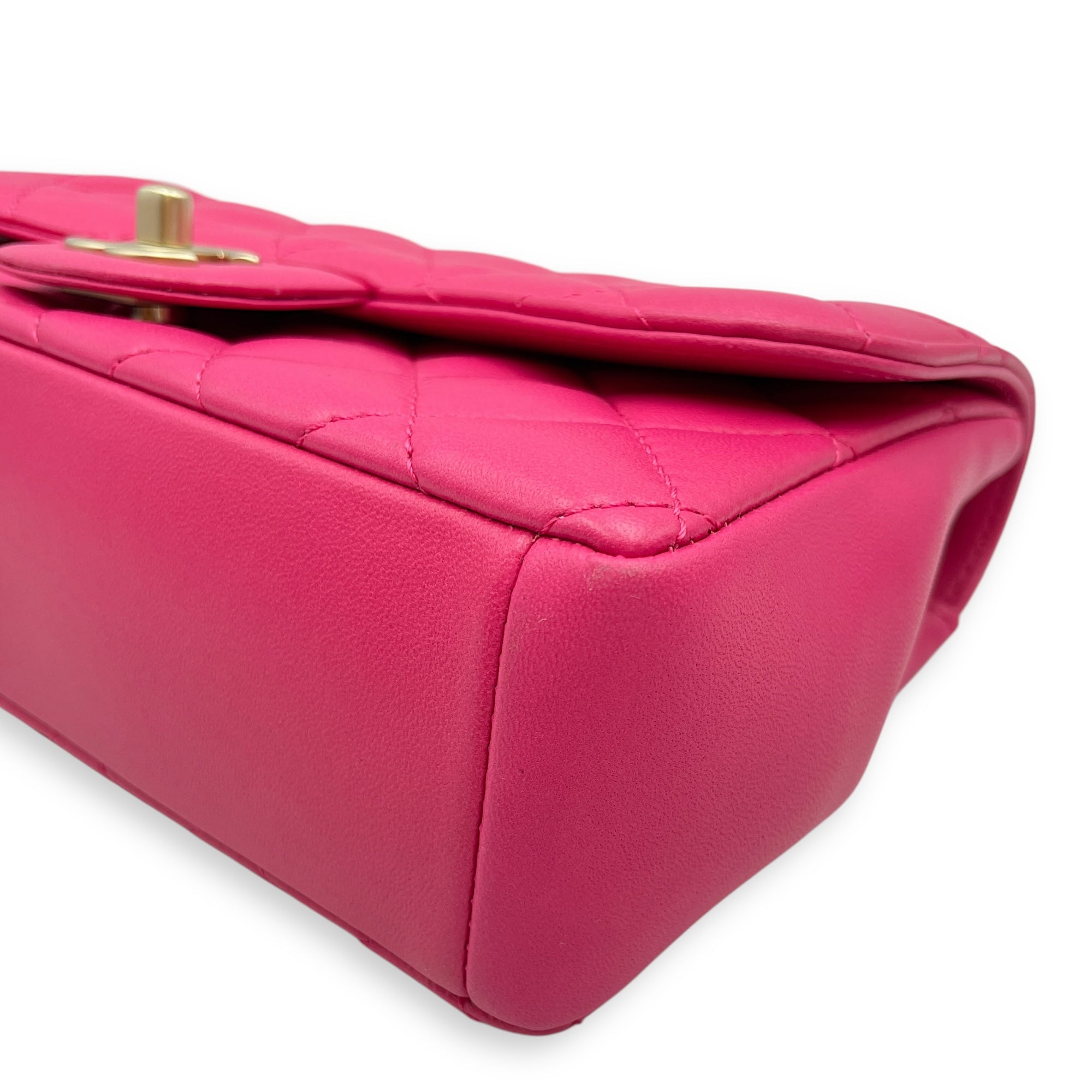 Mademoiselle Chic Seasonal Pink Flap Bag in Lambskin, Gold hardware