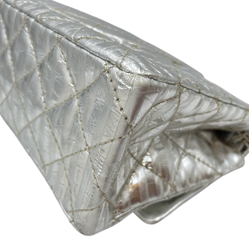 Quilted Reissue 2.55 Silver Flap Bag in Distressed Leather, Silver hardware