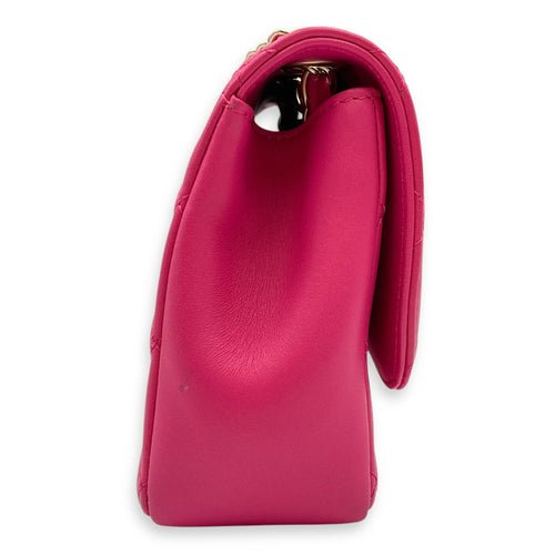 Mademoiselle Chic Seasonal Pink Flap Bag in Lambskin, Gold hardware