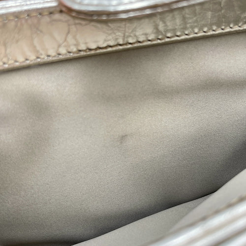 Crinkled Gold Flap Bag in Distressed Leather, Gold hardware