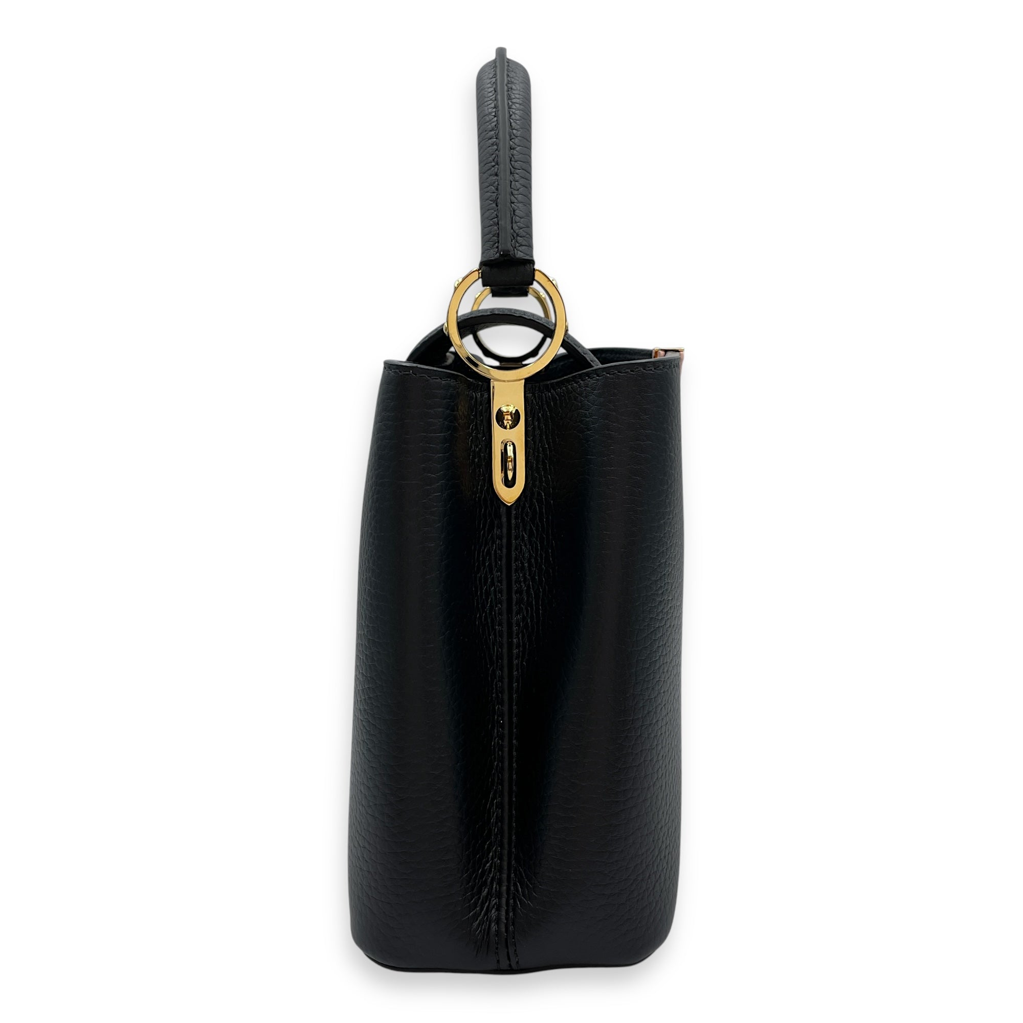 Capuccines with Colourful Chain BB Black Top Handle Bag in Calfskin, Gold hardware
