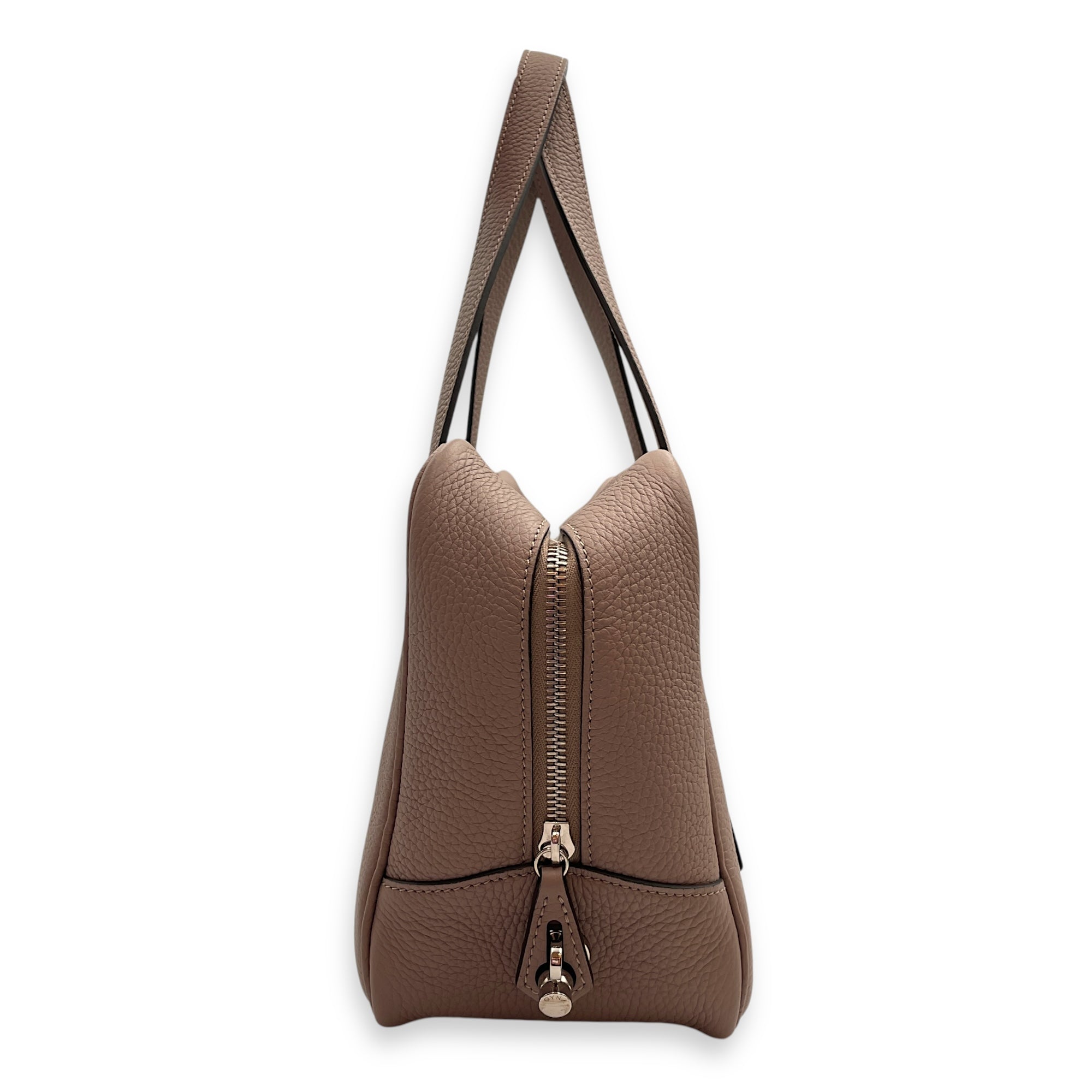 Paris Beige Top Handle Bag in Calfskin, Silver hardware