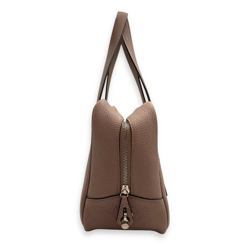 Paris Beige Top Handle Bag in Calfskin, Silver hardware