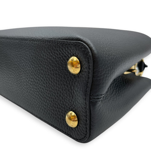 Capuccines with Colourful Chain BB Black Top Handle Bag in Calfskin, Gold hardware