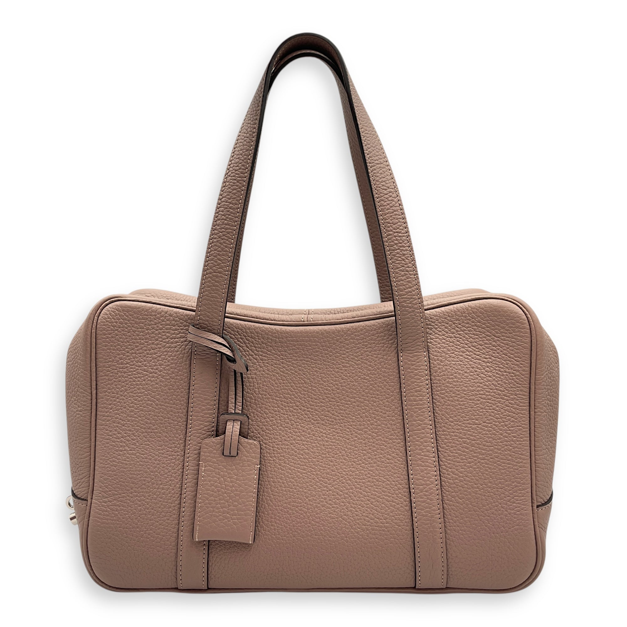 Paris Beige Top Handle Bag in Calfskin, Silver hardware