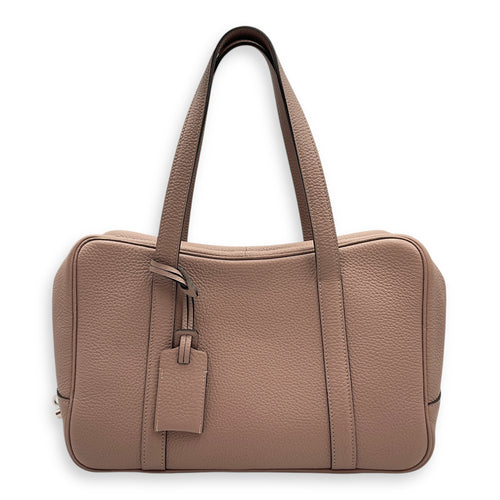 Paris Beige Top Handle Bag in Calfskin, Silver hardware