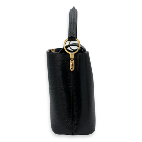 Capuccines with Colourful Chain BB Black Top Handle Bag in Calfskin, Gold hardware